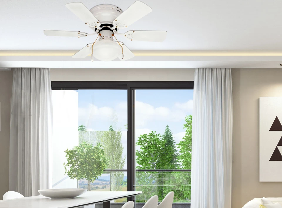 Canarm CF3230611S White Twister Single Light 6 Blade Hugger Ceiling Fan - Image 2 of 2