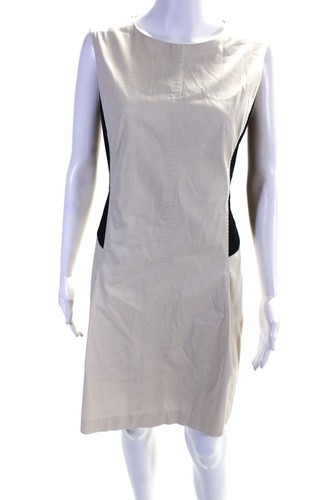 Max Mara Womens Two Toned Round Neck Sleeveless Knee Length Dress Beige Size M L