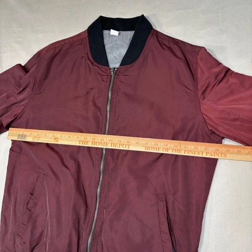 Civil Society Reversible Bomber Jacket Burgundy Grey Mens Size XL Polyester image 8