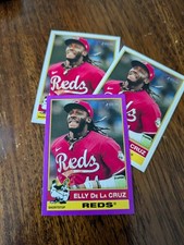 (3 CARDS)   Elly De La Cruz 2025 Topps Heritage Purple Border #263 Reds + 2 BASE