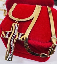 Real 18K 750 Genuine Gold Cross Set Necklace 17” Inch Long 8.2g 3.8mm