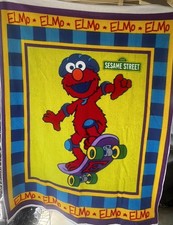 2003 Vintage Sesame Street Elmo Skateboard Kids Fleece Blanket 66x50 Cozy Soft