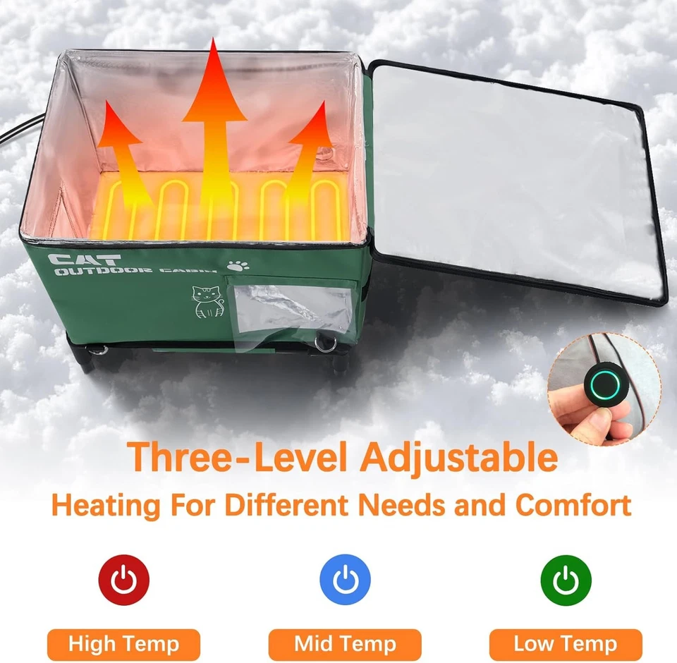 NAIZEA Heated Cat House for Outside in Winter, Outdoor Cat House Waterproof XL - Image 4 of 4