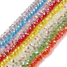310pcs Electroplate Transparent Glass Beads Mixed Color Rondelle Faceted Beads