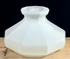 VTG GWTW 10" Fitter HURRICANE /OIL LAMP SHADE ~ Opal Milk Glass  NONAGON 9-SIDE
