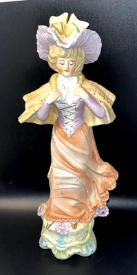 Antique Bisque Matte Porcelain Figurine Victorian Woman Lady 10842 12" Tall - Image 1 of 4