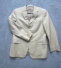 Ermenegildo Zegna Blazer 45R Beige Linen Wool Soft Sport Coat Jacket Textured