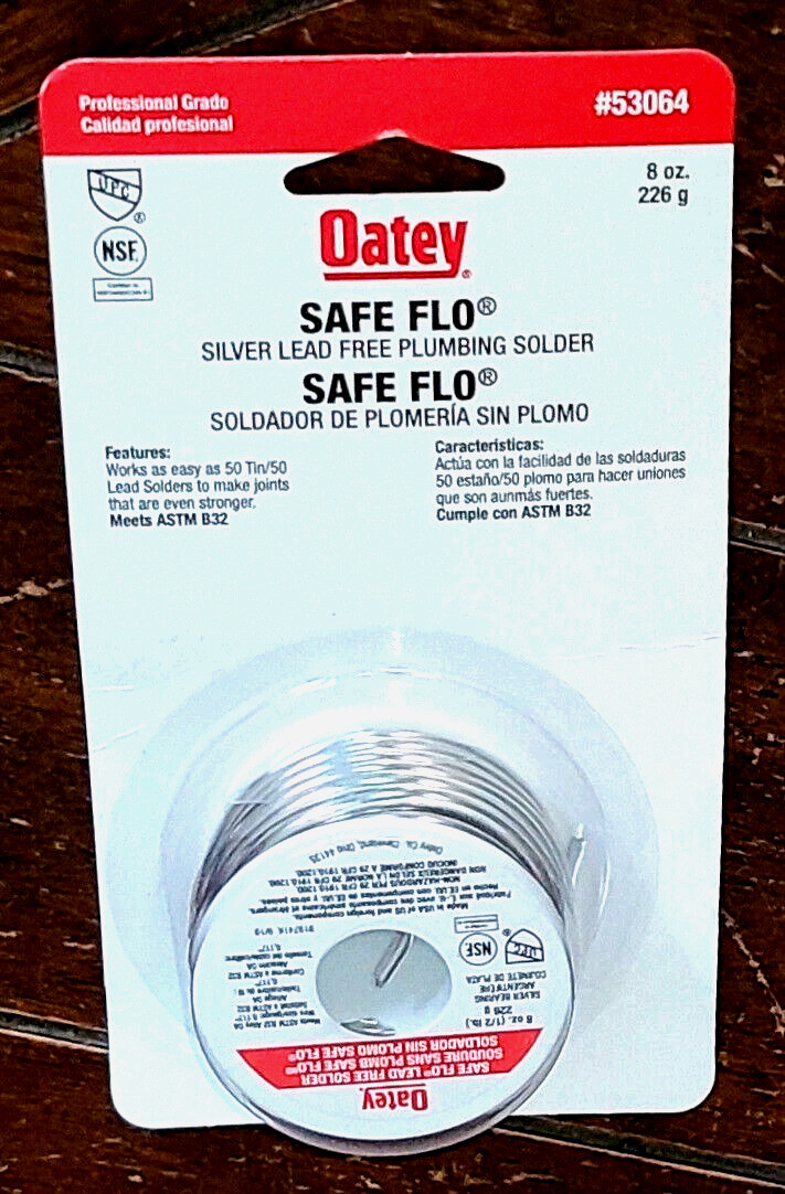 OATEY 8oz Professional Grade Safe Flo Silver Led Free Plumbing Solder #53064