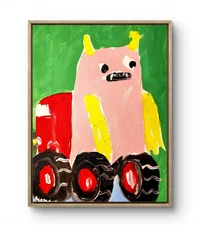 Aleph Original Art Monster Truck 6 14x11 Colorful Modern Painting on Canvas
