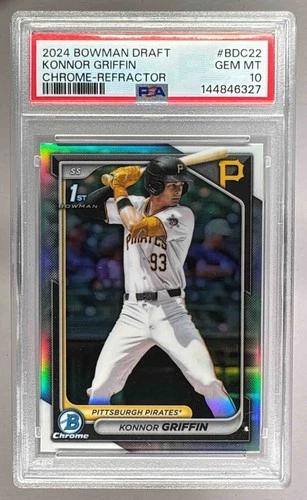 144846327 Konnor Griffin 2024 Bowman Draft BDC-22 Refractor Chrome 1st RC PSA 10