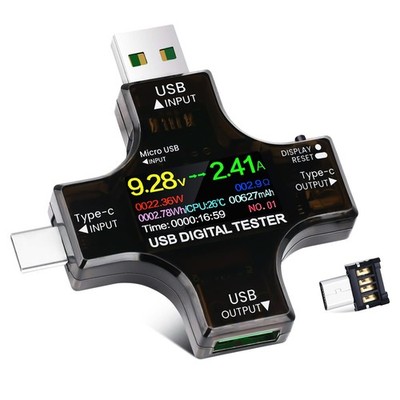 2-In-1 Type C USB Tester Digital Multimeter Voltage Current Voltmeter Ammeter