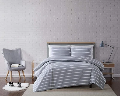 Truly Soft Maddow Stripe Grey Twin XL 2-Piece Duvet Cover Set