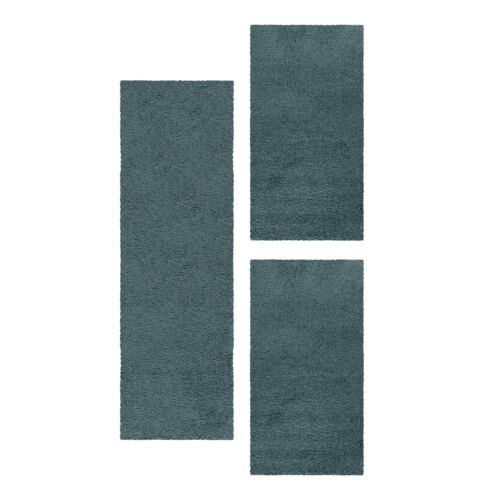 Einfarbig Hochflor Teppich Bettumrandung Läufer Set 3-Teilig Flauschig Weich - Afbeelding 1 van 5
