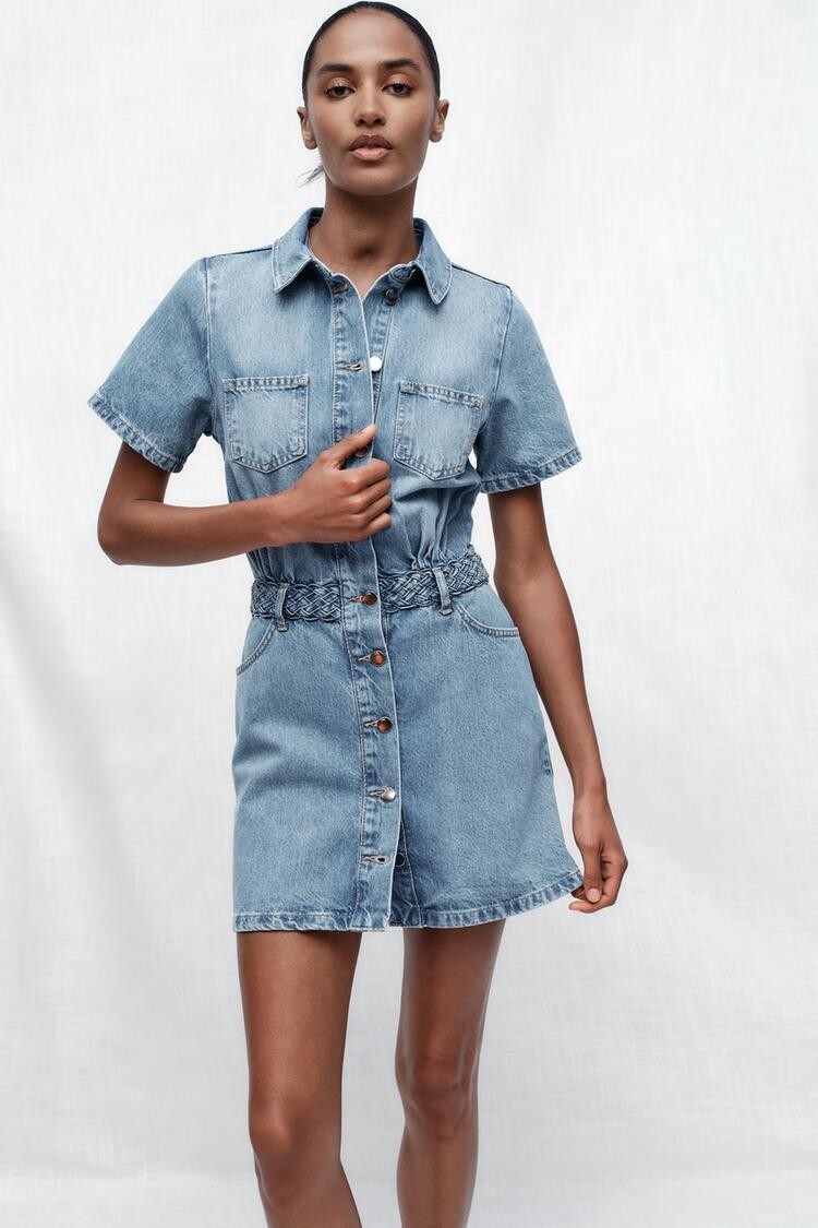zara denim dress ebay Zara Printed Denim Dress 6840/262/623. XS