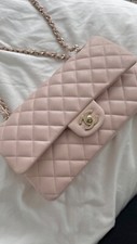 Chanel Classic Double Flap Bag Quilted Caviar Medium. Rose Claire 21c LGH
