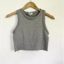 90 Degrees By Reflex Gray Sleeveless Athletic Workout Crop Top Women's Medium