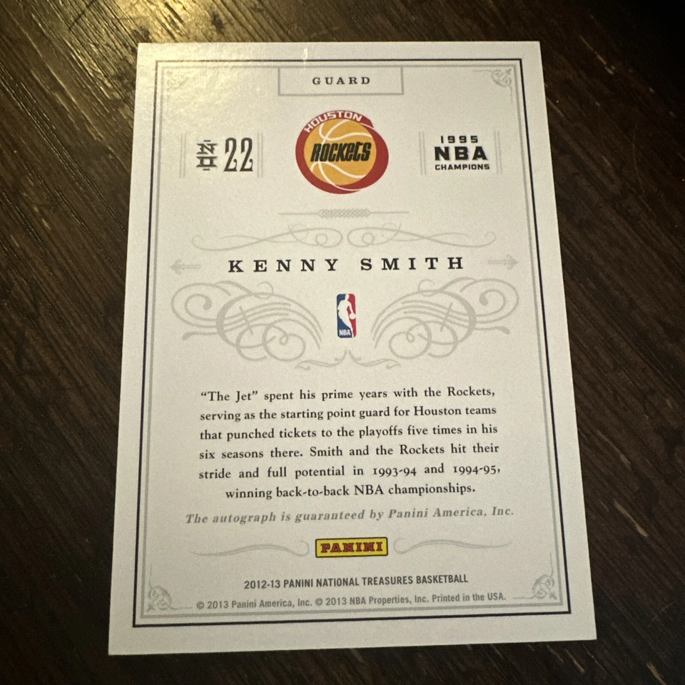 National Treasure 2012, Champions Signatures #/49, Kenny Smith, Houston Rockets. - Image 4 of 4