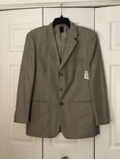 NWT Claiborne Men  s Tan 2 Button Jacket Blazer Sport Coat Size 42R NEW Patterned