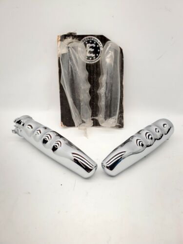 NEW EUROCOMPONENTS 3D SMOOTH CHROME BILLET CHOPPER GRIPS  1" BAR HARLEY CUSTOM - Picture 1 of 9