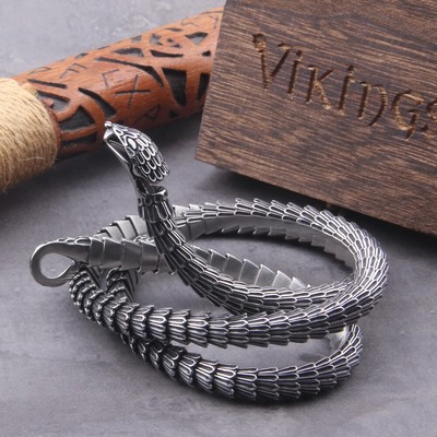 Wikinger Schlangen Halskette Edelstahl Vintage Punk Schmuck für Männer