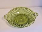 Vintage Indiana Glass Green Honeycomb Relish/Candy Dish with Double Handle — photo 4