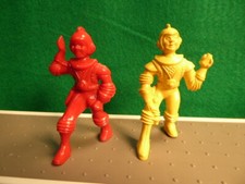 Two Vintage 1950's Ajax Archer Space Ranger Spaceman Hard Plastic 3.5" Figures