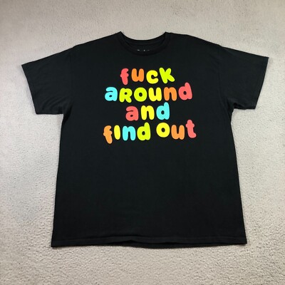 spencers T shirt mens XL black f**k around and find out funny