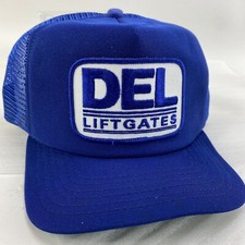Vintage Del Liftgates Trucker Hat Patch Blue Snapback - New Era Made In USA
