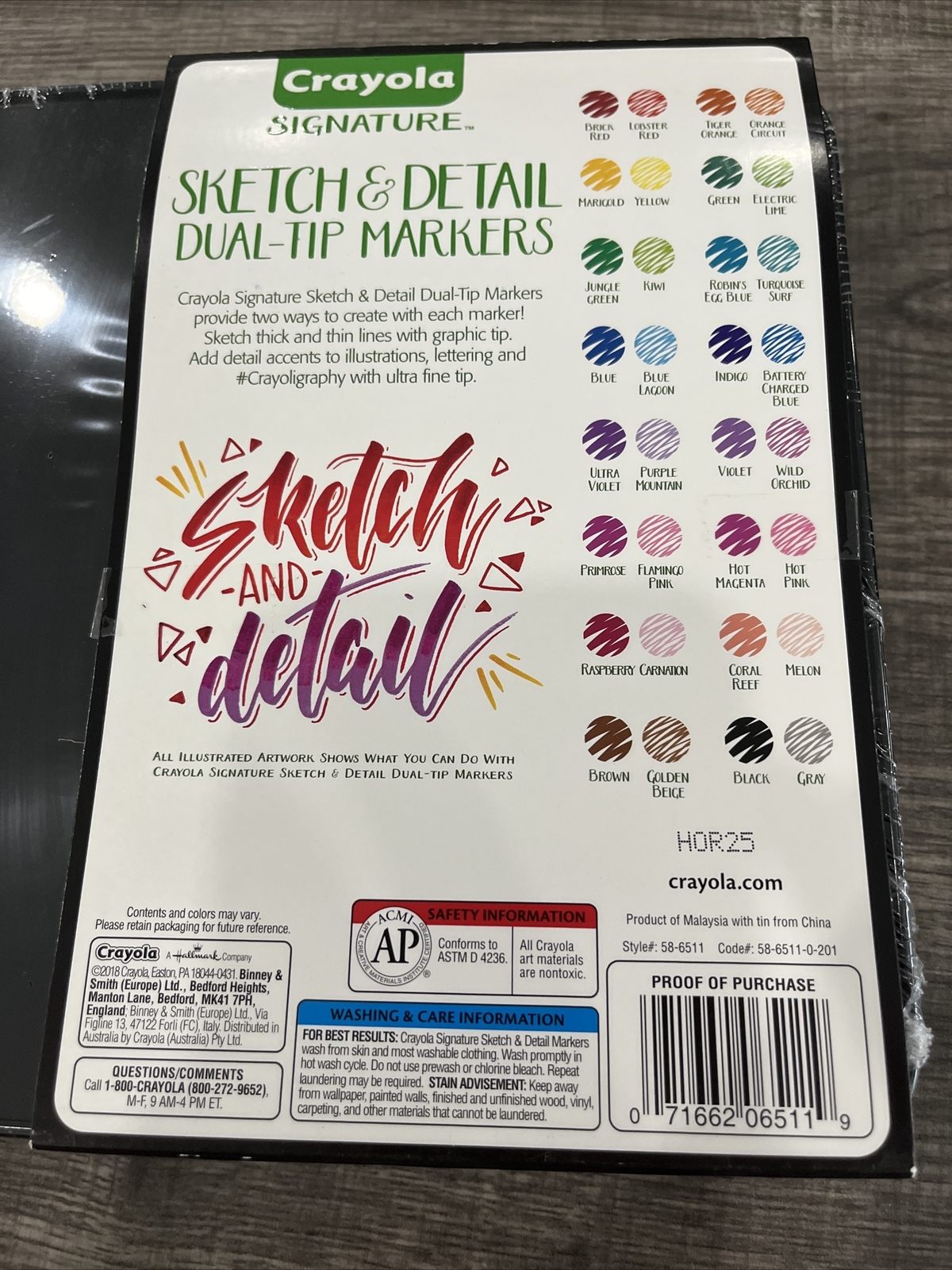 Crayola Signature 16pc Sketch Detail Dual-Tip Markers 32 Vibrant Colors Tin NIB
