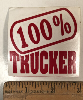 Trucker 100% Red Decal Sticker
