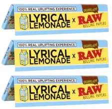 3x Raw Lyrical Lemonade King Size Rolling Papers 3 pks Discounts! FREE USA SHPD!