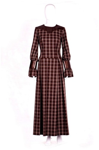 Abito Da Donna Vestito Elegante Comodo Casual Lungo Scozzese Tartan a Quadretti - Picture 4 of 24