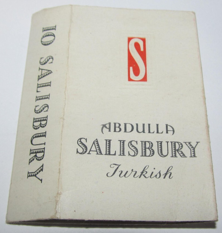 VINTAGE EMPTY Cigarette Flat Cardboard Box Abdulla Salisbury Turkish Turkey