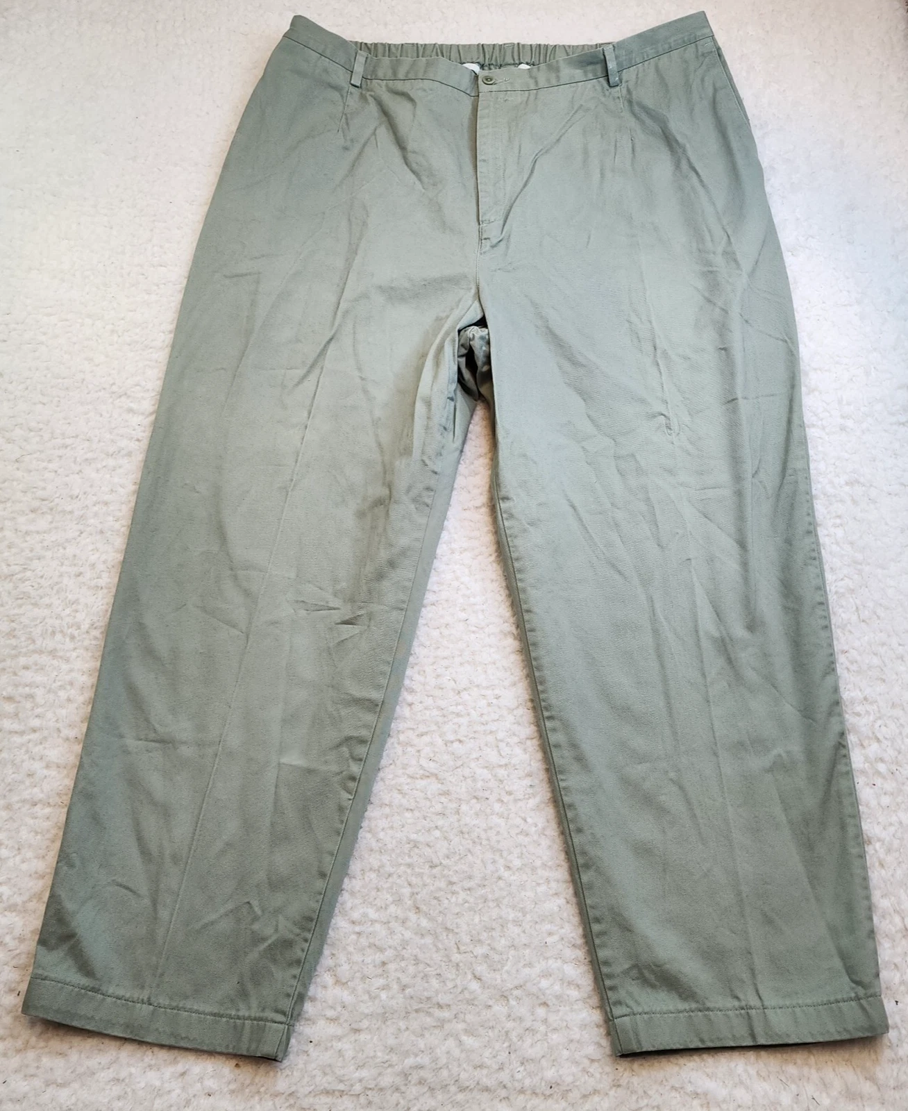 Lands End Capri Pants 20W Regular Olive Green 100% Cotton Summer Coastal