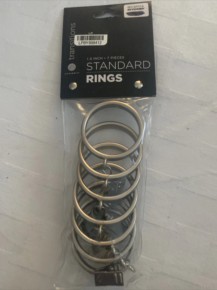 Juego de 7 anillos de clip Cambria Transitions soporte cortina níquel cepillado Foto 2 de 4