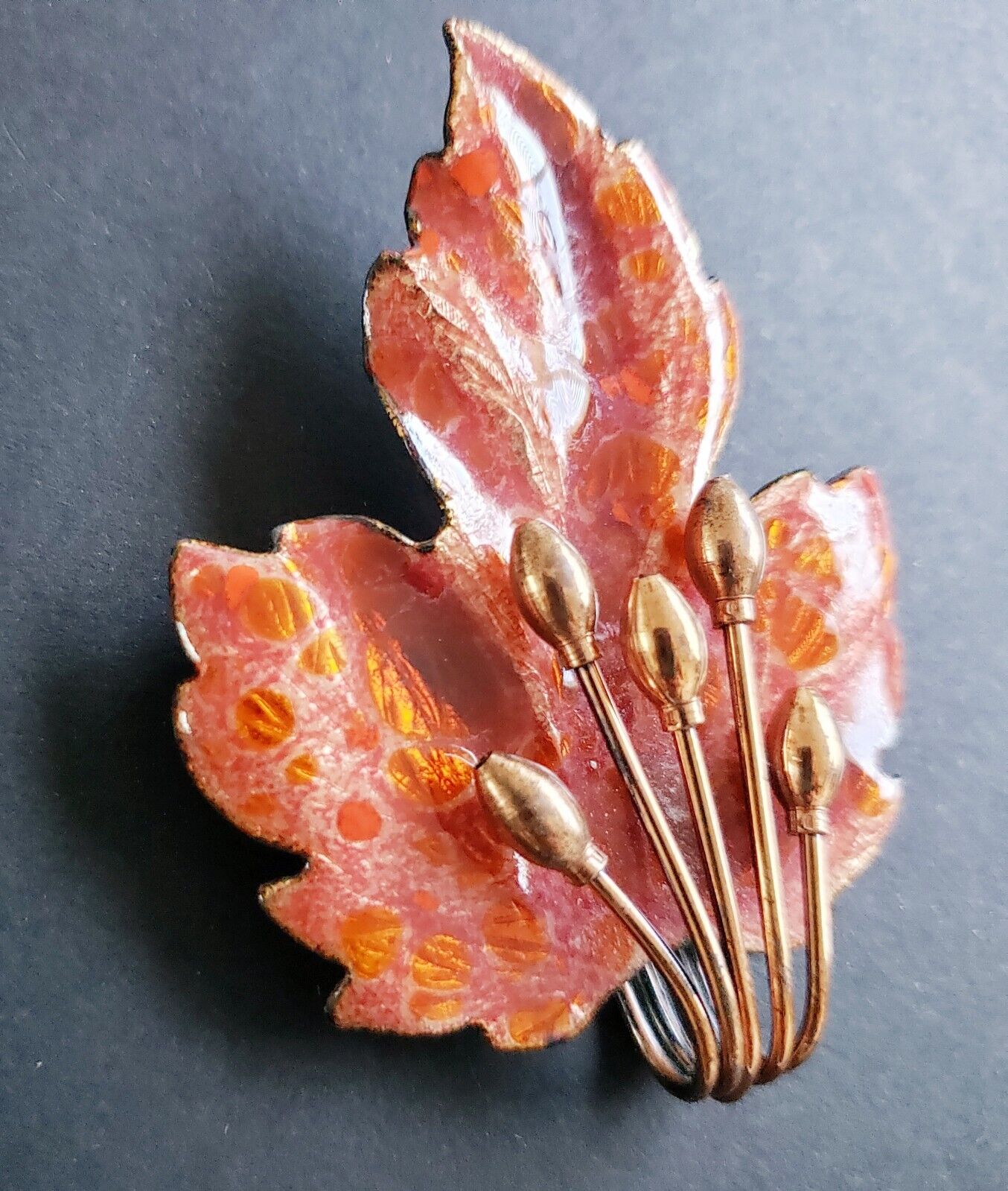 Vintage MATISSE RENOIR Copper  Maple Leaf  Brooch… - image 2