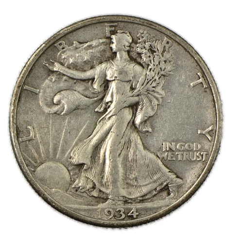 1934-P Philadelphia Walking Liberty Silver Half 50c Extremely Fine XF+