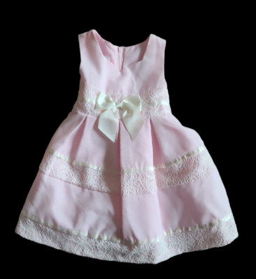 Bonnie Baby Girls Pink Dress 24 Mo. 2 Piece Sleeveless Summer Fit & Flare Lace