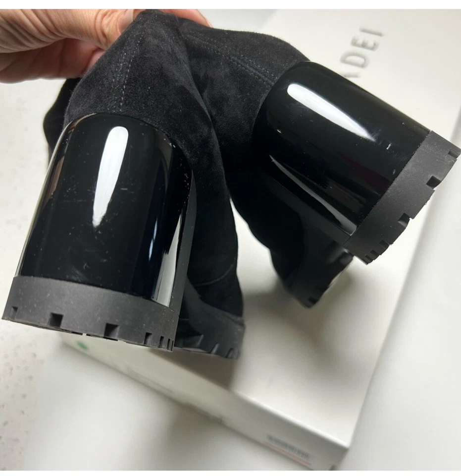 Casadei Negro Gamuza Hasta el Muslo Sobre la Rodilla Suela Botas Talla IT38 US 7.5 Foto 3 de 4