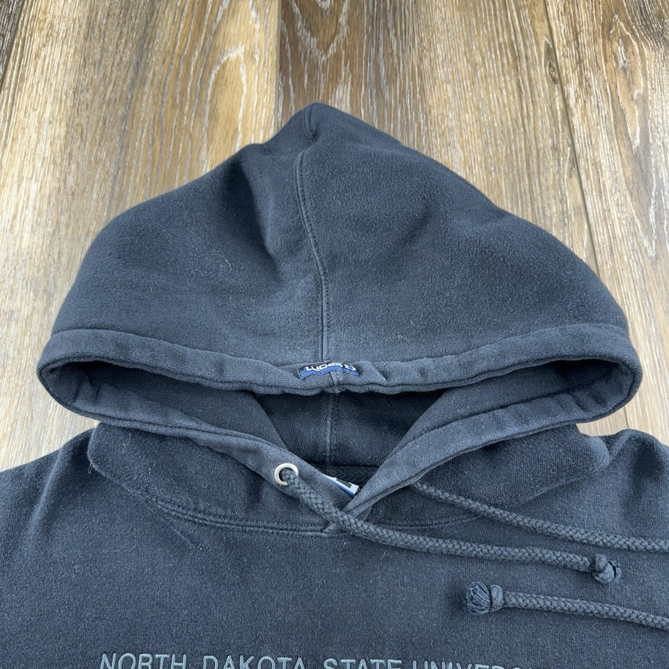 Vintage North Dakota State Bison Hoodie Mens XL Black Sweatshirt Team