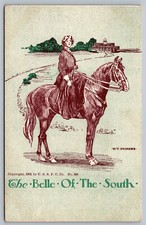 Postcard The Belle Of The South Artist Signed W.T. Andrews Horseback c. 1905