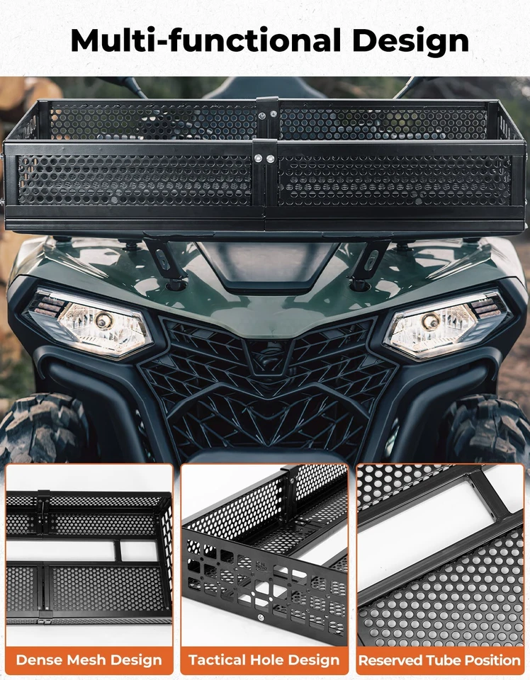 Universal ATV Front Rack Gear Basket Storage Rack For Polaris Sportsman Yamaha - Image 3 of 4