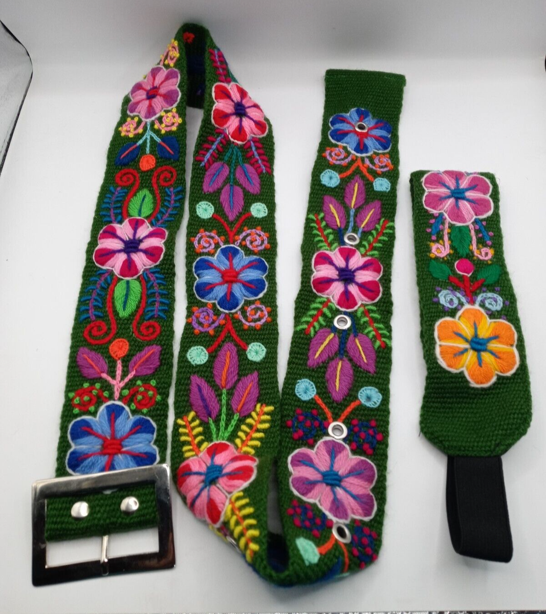 Set of Belt with hand-embroidered headband andean culture ayacucho Set of Belt with hand-embroidered headband andean community  main image 3