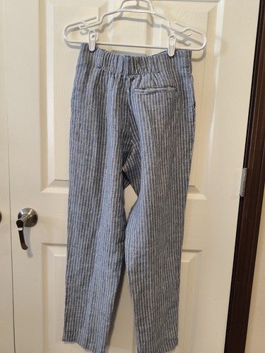Garnet Hill Blue White Chambray Flax Linen Pull On Pants Women’s Size 4 - Picture 3 of 5