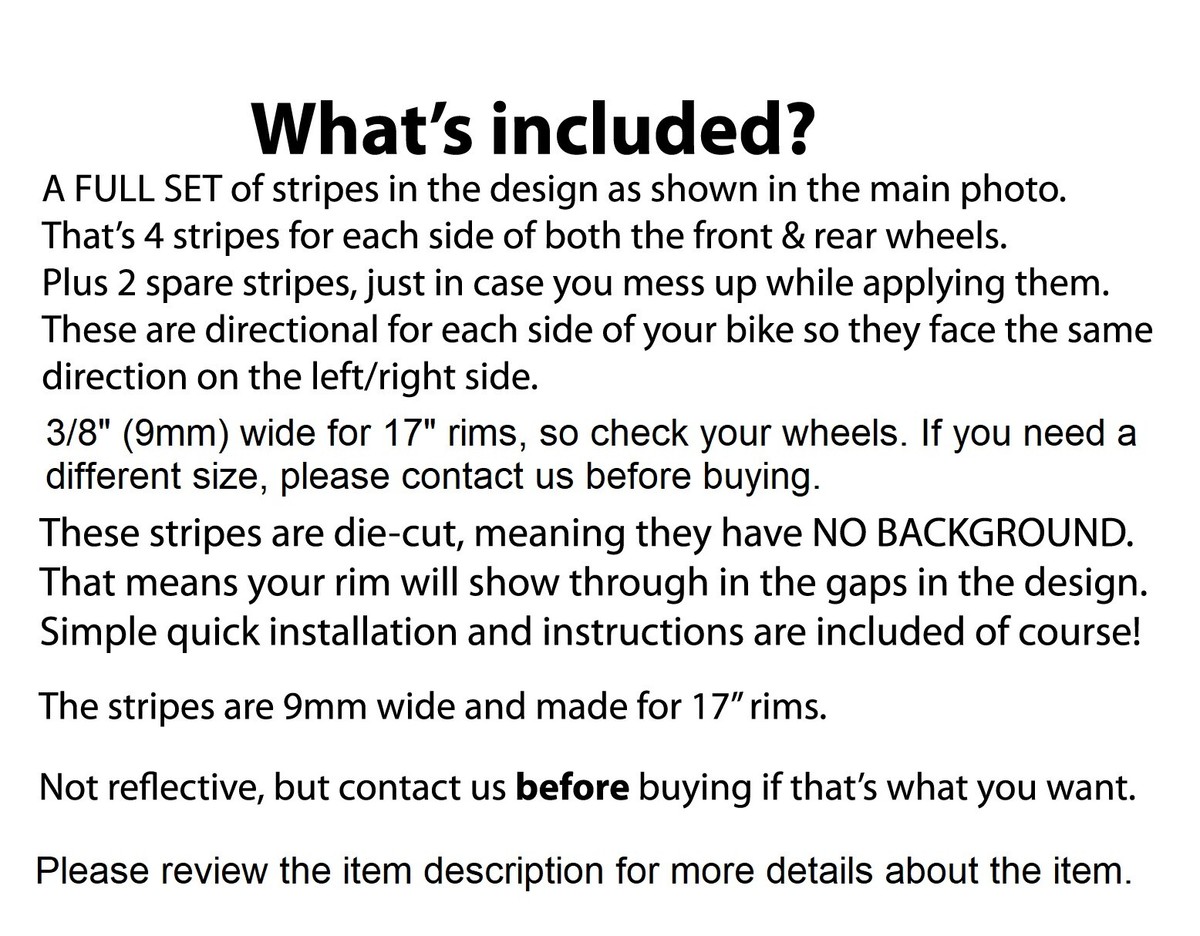 CGD Graphics Custom Tapered GP Style Yellow Motorcycle Rim Stripes - 17" Wheel Decals Stickers (18 Total)
