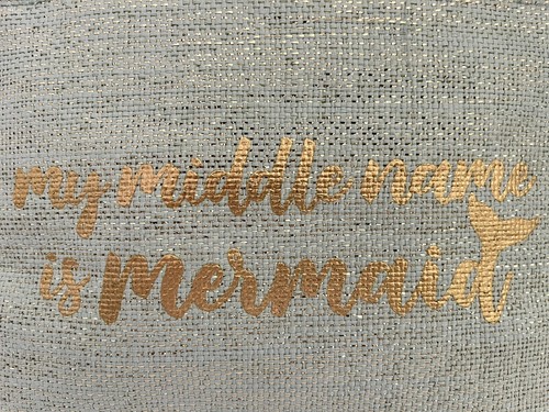 Teal & Gold Woven Straw “Middle Name Mermaid” Zip Pouch Makeup Beach Bag Boho - Picture 9 of 10