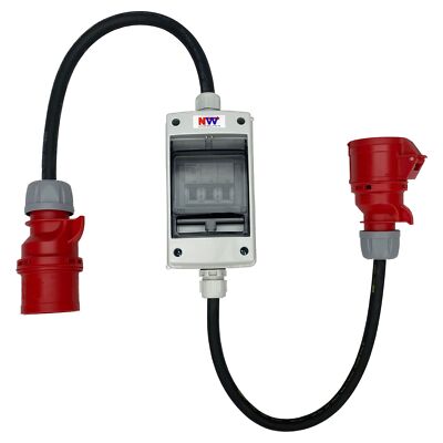 CEE Adapter 32 A auf 16 A mit LS Sicherung 3-Polig C16A Gummikabel Starkstrom