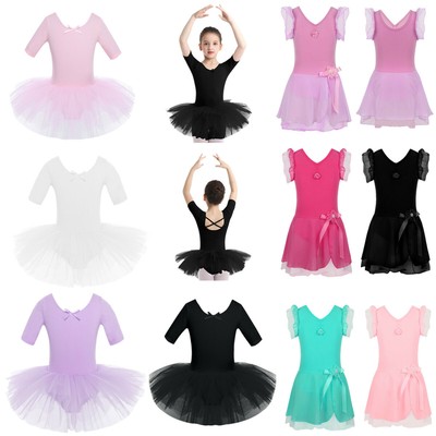 Kids Girls Ballet Ballerina Dance Dress Child Leotard Tutu Skirt Fancy Costume  