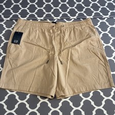 NWT Gap Pull On Shorts Men 2XL Khaki Beige Elastic Waist Drawstring Cotton