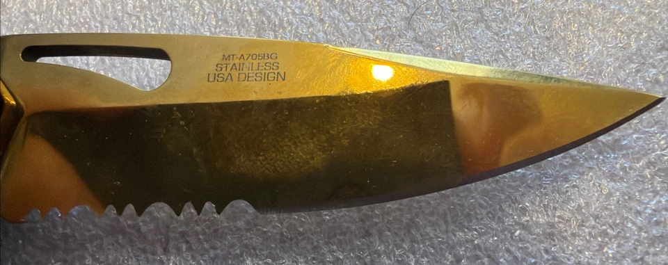 MTech BLACK & GOLD TITANIUM Spring Assisted ALUMINUM HANDLE Pocket Knife - Image 4 of 4